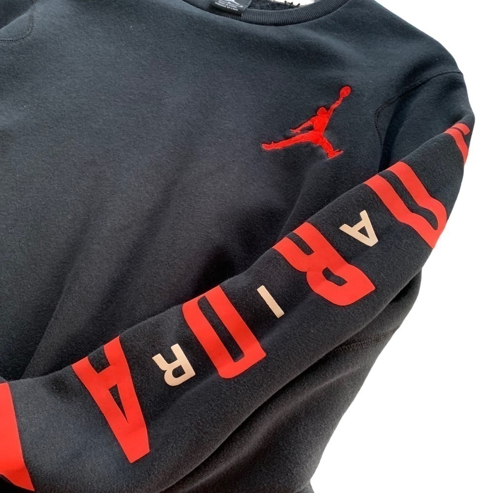 Nike Air Jordan Black Red White NBA Crewneck Sweatshirt Basketball Size Large - Picture 4 of 6